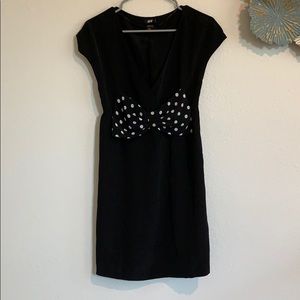 HM black polkadots bow dress 6 like new